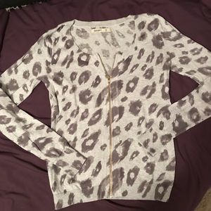 XS Zip Animal Print Zip Cardigan